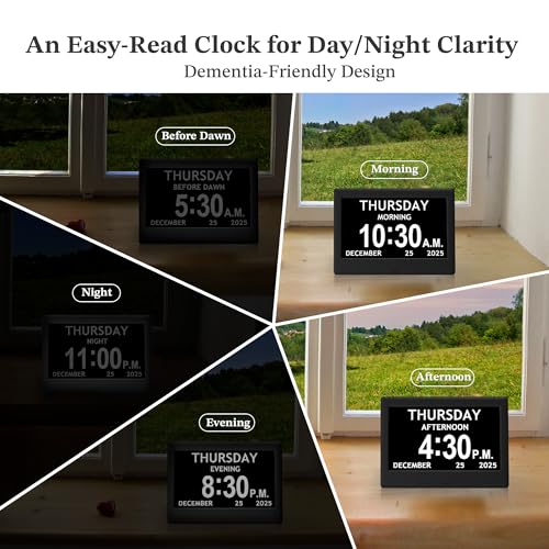 Image of 7'' Dementia Clock For Seniors, Large Display Digital Clock With Date, Time, Day Of Week for Elderly, Memory Loss, Alzheimer, 1024*600P HD, 10 Reminders & 6 Alarms, Auto Dimming & DST, Remote Control