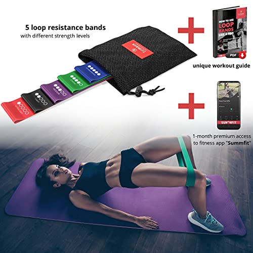 Loop Fasce Elastiche Fitness Set/Livelli Resistenza + eBook di Esercizio e Borsa | Banda Elastica Glutei Gambe Addominale Braccio, Trazioni Boxe Pull Up Pilates Sportiva Kit Uomo Donna