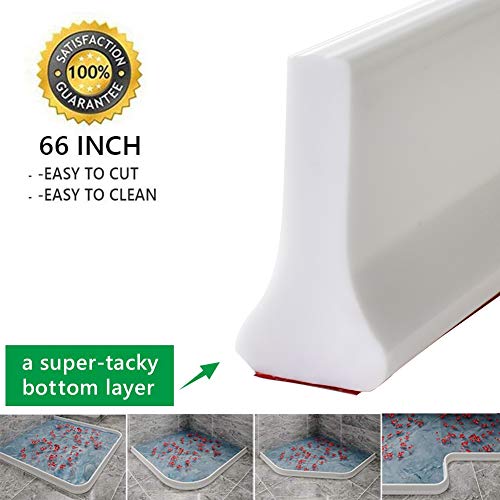66 Inch Collapsible Shower Threshold Water Dam Shower Barrier and Retention System