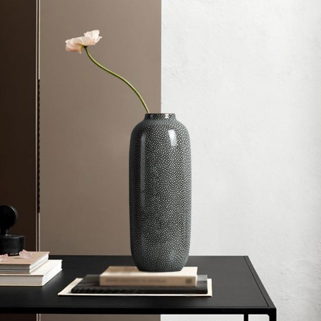Jarrón Arreglo Floral Decorativo Gris de cerámica florero Flores secas hogar Simple Moderno Sala Estar Entrada decoración Escritorio Jarrón para Mesa