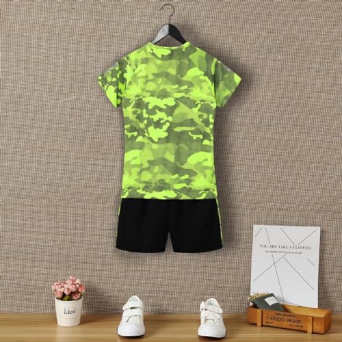 Image of Boys Summer Clothing Sets Kids Outfit Set Camouflage Short Sleeve T-Shirt+ Shorts Sportswear 3-13Years