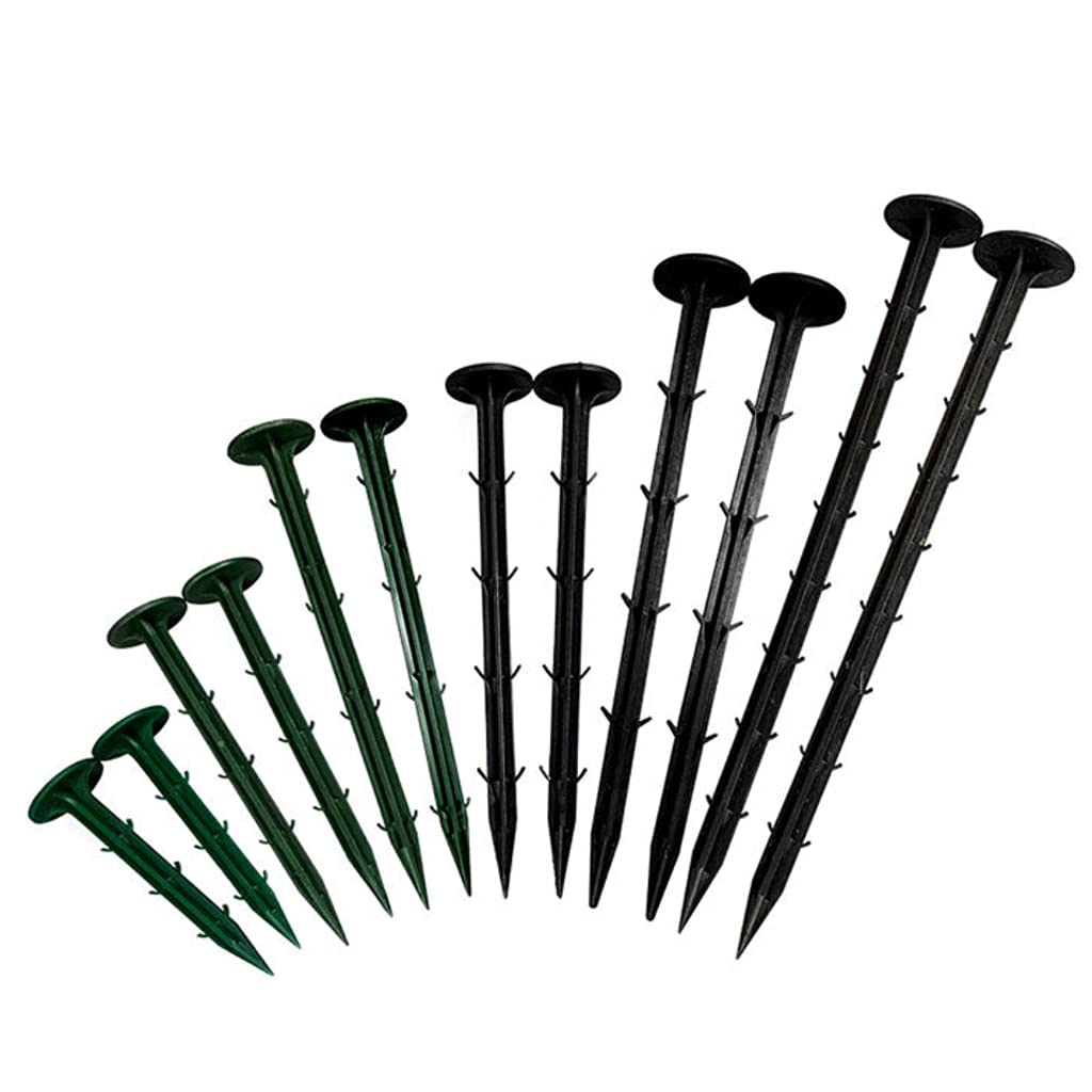 100 pinzas de plástico verde para tienda de campaña de jardín de 30 cm, grapas de tela de paisaje, anclajes de barrera de malezas resistentes para mantillo geotextil y cubierta del suelo