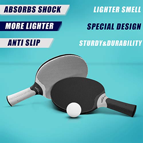 Senston Tischtennisschläger Set, Professionelles Tischtennis Set für 2-4 Spieler, Verbundgummi Tischtennisschläger, Indoor- oder Outdoor-Spiele.
