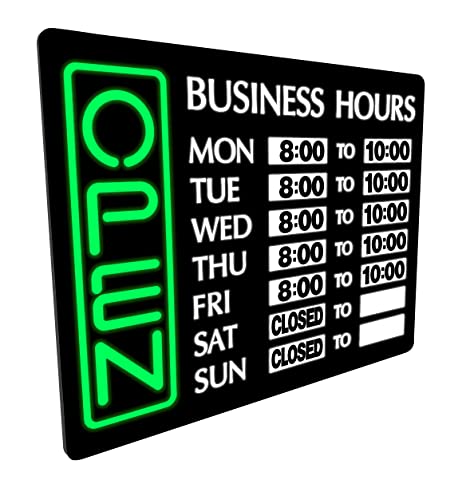 Ultra-Bright Led Open Sign For Business - Horizontal Format 17" X 13" - Easy-To-Read - Safe And Efficient - Hanging Kit Included For Ceiling Or Wall Mount. Neon Light #TOP1