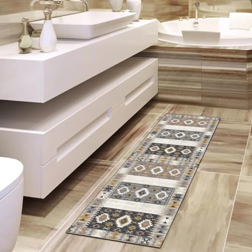 Alfombra de pasillo antideslizante gris y negro de 100 x 250 cm 4