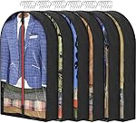 6.5" Gussetes Garment Bags for Hanging Clothes Storage, 40" Suit Cover Bags for Closet Travel (Set of 6), Clear Hanging Clothes Storage with Zipper for Clothing