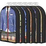 6.5" Gussetes Garment Bags for Hanging Clothes Storage, 40" Suit Cover Bags for Closet Travel (Set of 6), Clear Hanging Clothes Storage with Zipper for Clothing