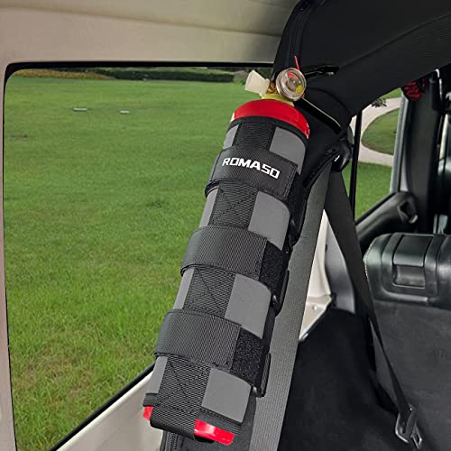 Image of Roll Bar Fire Extinguisher Mount for Jeep Wrangler YJ TJ JK JKU JL 2.5 Lb Fire Extinguisher Holder Bag(Gray)