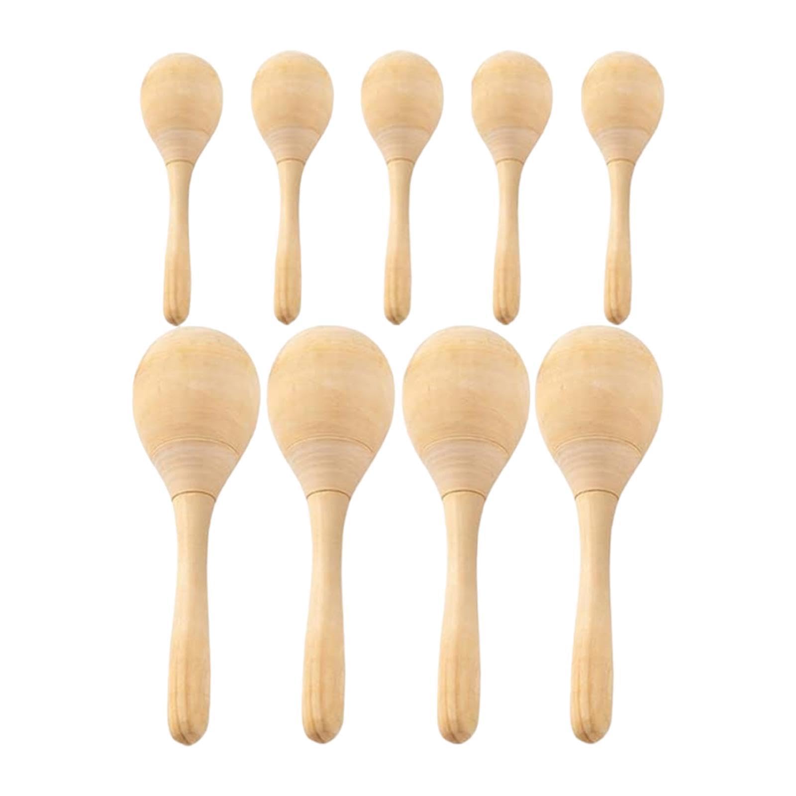 Generic Handcrafted Maracas for Children Musical Instrument Blank Sand Hammers for Creative Projects, 9Pcs