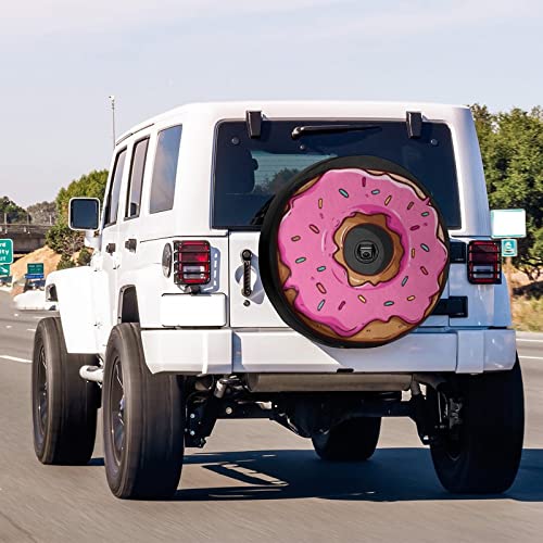 Image of Delerain Spare Tire Cover with Backup Camera Hole Pink Donut Wheel Covers Waterproof Dust-Proof UV Sun Universal Fit for Trailer RV SUV Truck (17 Inch for Diameter 31 inch-33 inch)
