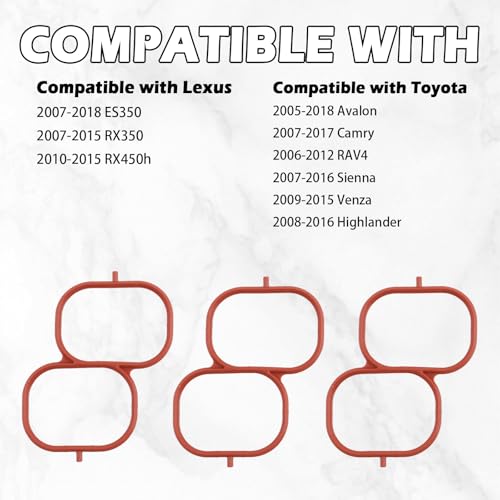 Image of 3PCS Intake Manifold Gasket Set,Tight Silicone Intake Gasket OEM#037-4886,171760P020,Professional Car Accessories Intakes Plenum Gaskets Compatiable with Lexus,Toyota