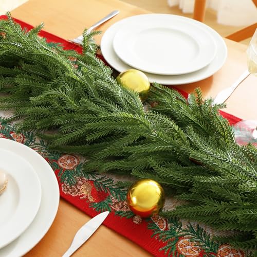 9 FT Christmas Norfolk Pine Garland, Realistic Greenery Artificial Garland for Indoor Outdoor Door Porch Fireplace Wall Staircase Holiday Christmas Decor by PIONJOY - Image 7