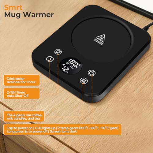 Image of Fastest Heating Mug Warmer - 36W Coffee Mug Warmer for Desk with Temperature Display, Smart Candle Warmer, 2-12Hours Auto Shut Off - Coffee Accessories Keep Beverages Coffee Warmer(Black