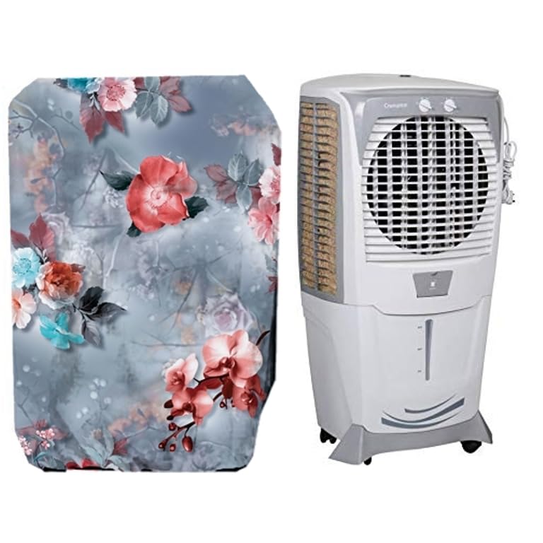 Image of Cooler Cover Compatible For Crompton Ozone 75-Litres Desert Air Cooler Waterproof, Dustproof, Size(LXBXH) 61 X 40.5 X 120 Cm, Grey Flower.