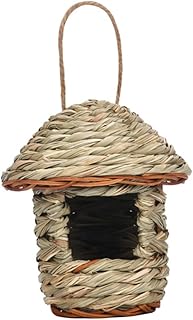 Yardwe straw bird nest bird cage decor birdcage decor Hanging Birdhouse Woven Bird Nest Hanging Bird House Hanging Bird Hut Birds Cages Nest Bird Nest Decoration rattan to weave