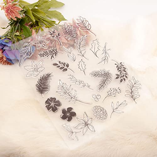 4Pcs Flower Leaf Clear Stamps Reusable Silicone Transparent Scrapbooking Stamps Plants And Flowers Rubber Stamps Seals Sheet For Diy Scrapbooking Album Card Making Decoration Supplies #TOP3