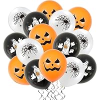 24Pcs Halloween Balloons Party Decorations, 12inch Party Pumpkins, Spiders, Ghosts Latex Balloons for Halloween Party Decor
