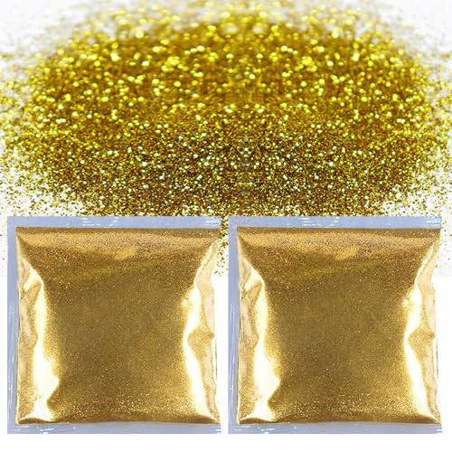 Zeeorymn Purpurina Dorada 100g,Purpurina DIY,Polvo Metálico con Fina,Glitter para Manualidad para Navidad Maquillaje y Manualidades, Cuerpo, Cabello Uñas y Arte Decoración