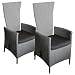 Produktbild 2 Stück Poly Rattan Sessel Rattanstuhl Rattansessel Gartensessel Gartenstuhl Relaxsessel Rückenlehne stufenlos verstellbar grau-meliert + Sitzkissen Terrassenmöbel Balkonmöbel Gartenmöbel Loungemöbel