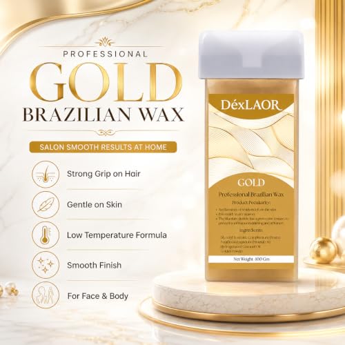 Image of Women Liposoluble Soft Wax Refill Roll-on Cartridge for Full Body Waxing Hair Removal (Gold)