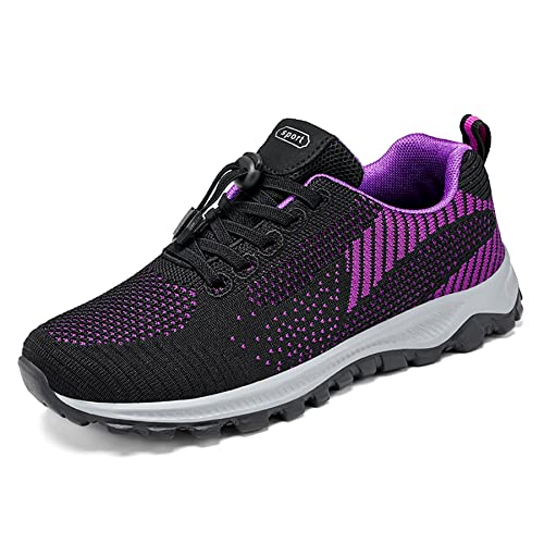 Unisex Uomo Donna Scarpe da Ginnastica Sportive Confortevole Sneakers Running Fitness Sportive Casual Jogging Trekking Tennis Basket Sneaker Basse all'Aperto P20 Black Purple 37