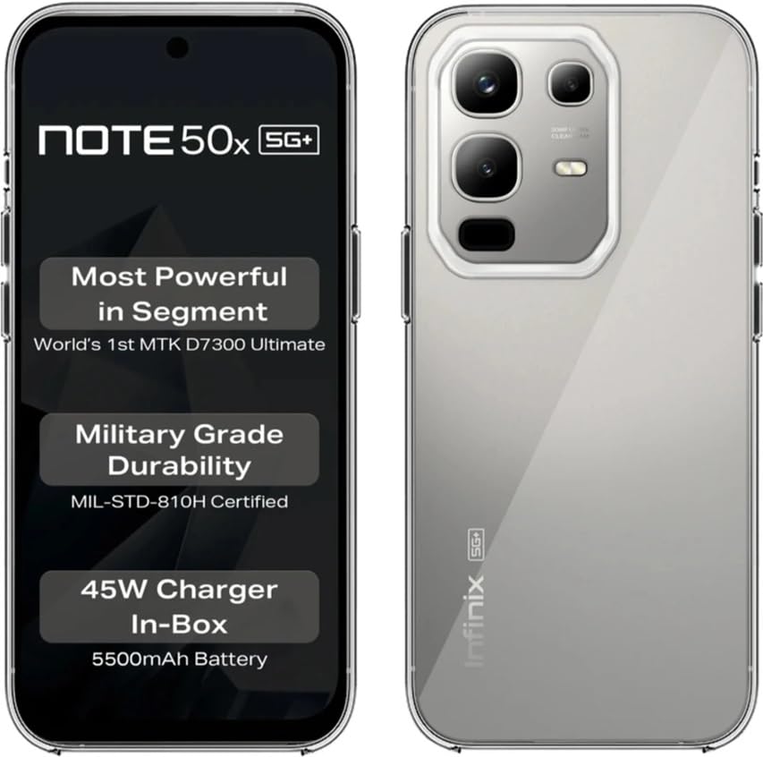Image of REALCASE Silicone Infinix Note 50X 5G Back Cover Case, Scratch Resistant Protective Crystal Clear Transparent Shock Proof Bumper Back Cover Case for Infinix Note 50X 5G