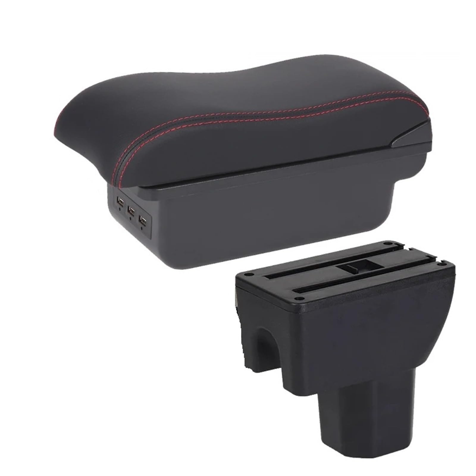 GBGWRMRYX Center Armrest Box For SUZUKI For Splash Car Armrest Box Storage Box Arm Bracing Heighten Interior Details Retrofit Part Arm Rest(B1 Black red 3USB)