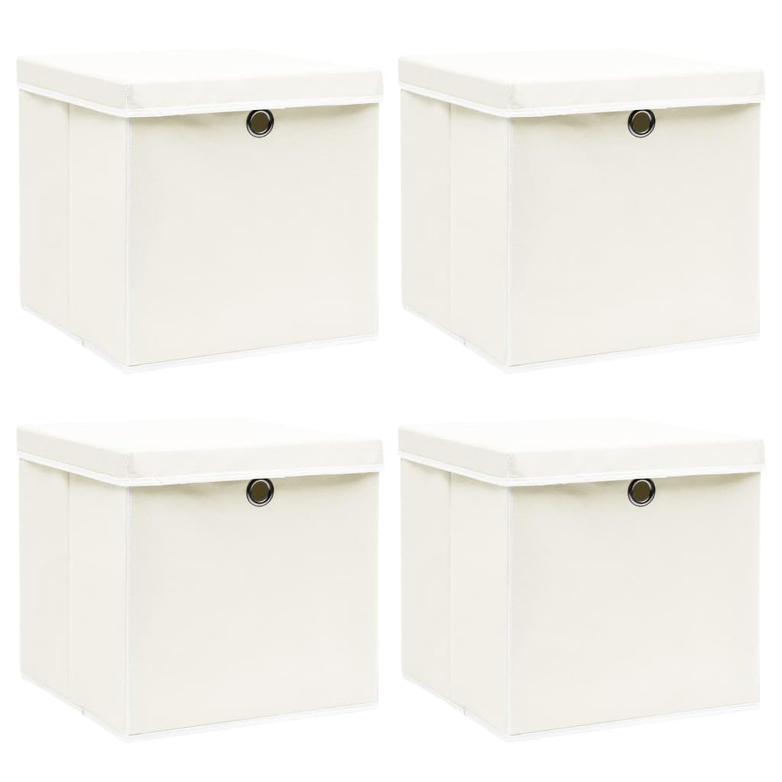 Aufbewahrungsboxen mit Deckel 4 STK Spielzeugkiste, Aufbewahrungskiste, Kleideraufbewahrung, Kleideraufbewahrung & Organisation, Weiß 32×32×32 cm Stoff