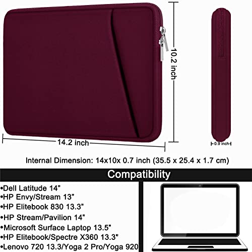 Image of Laptop Sleeve Case 14 inch, Durable Carrying Bag Shockproof Protective Case Cover, Handbags Briefcase Laptop Bag Compatible with 14 inch MacBook Air /Pro HP Asus Lenovo Notebook Computer, Wine Red