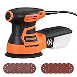 DOVAMAN 350W Random Orbital Sander, Electric Sander for Wood & Metal, 6 Variable Speeds up to 13000RPM, 125mm Sanding Pad, Dust Collection Box & 12Pcs Sandpapers, Power Sanding Machine for DIY
