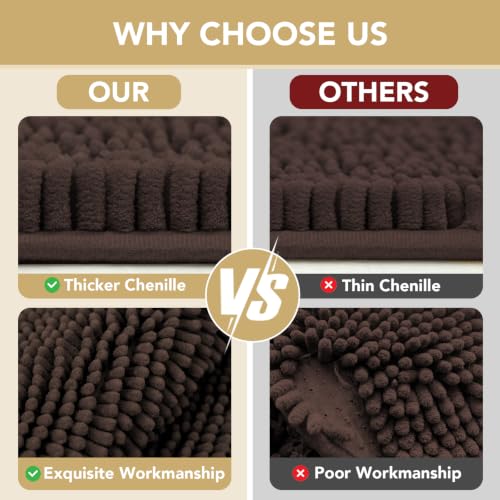 Image of H.VERSAILTEX Dog Door Mat for Muddy Paws Absorbent Dirt Trapper Non Slip Quick Dry Washable Chenille Mats for Dogs Entry Rug for Indoor Outdoor (Chocolate, 24 inch x 36 inch)