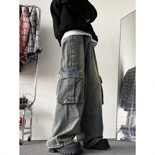 Baggy Y2K Cargo Jeans for Men Retro Distressed Wide-Leg Gothic Denim Pants Casual Fashion Streetwear Fall Clothes3