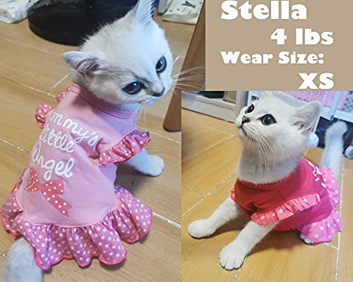 XPUDAC 4 Pack Pet Dog Dress Dog Clothes Girl Puppy Shirt Yorkie Clothes Cute Doggie Dress Pet Apparel for Small Dogs and Cats (Pink Angel, Small(4.5-8lbs)) - Image 6