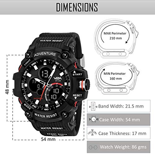 V2A Analog Digital 3ATM Waterproof Sports Watch for Men and Boys with