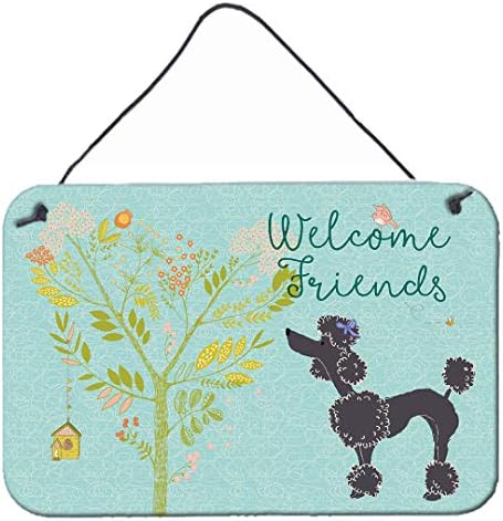Caroline's Treasures BB7615DS812 Welcome Friends Black Poodle Wall or Door Hanging Prints Aluminum Metal Sign Kitchen Wall Bar Bathroom Plaque Home Decor, 8x12, Multicolor image 2