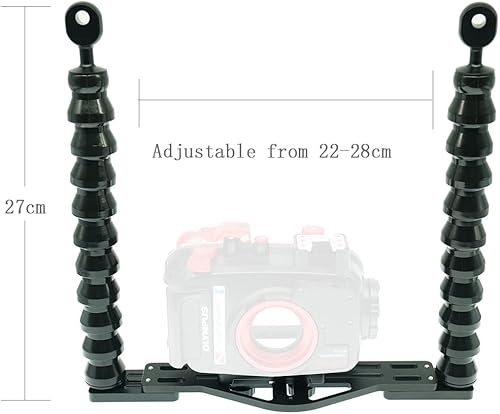 Miniatura 3 de Nitescuba Bandeja doble flexible para cámara subacuática - Soporte estabilizador de mano para GoPro, Sony RX100 y PT-059 carcasa de cámara compacta,