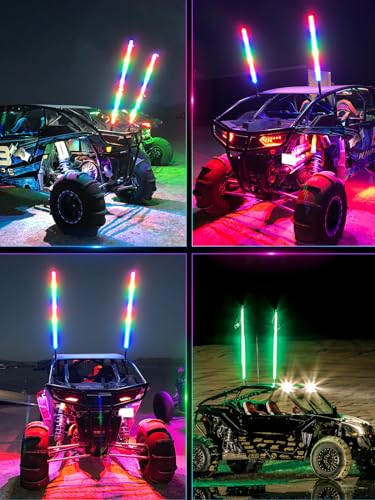 Uni-Shine Q00100402D1 2Pcs 4Ft Led Whip Lights With Spring Base Spiral Rgb Chasing Lights With App & Remote Control, Music Antenna Whip Light For Can-Am Utv Atv Rzr Can-Am Sxs Polaris Offroad thumb #7