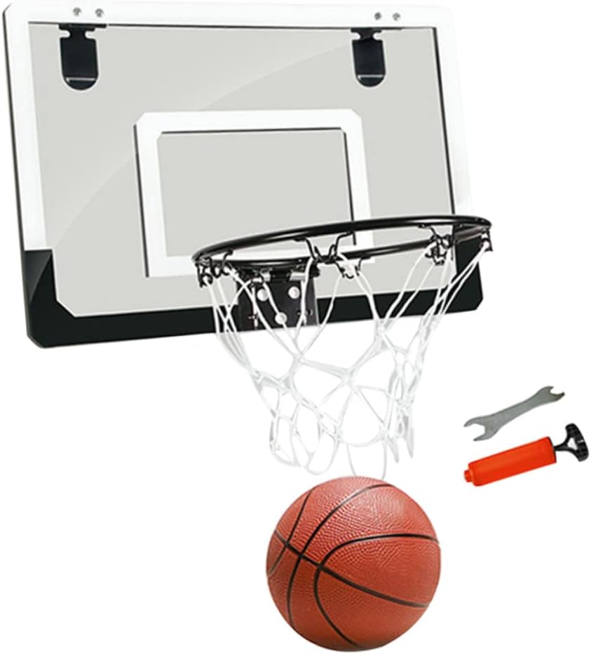 GARVALON 1pc Mini Door Hanging Basketball Board No Punching Installation for Indoor Fun Sturdy Construction for Home Office Play Black Edition