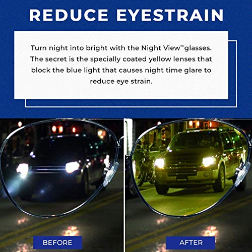 Night View Nv Nv-1000 Glasses By Natures Pillows: Virtually Indestructible, Perfect For Any Weather, Yellow Glasses Block Nighttime Glare, Reduces Eye Strain #TOP2