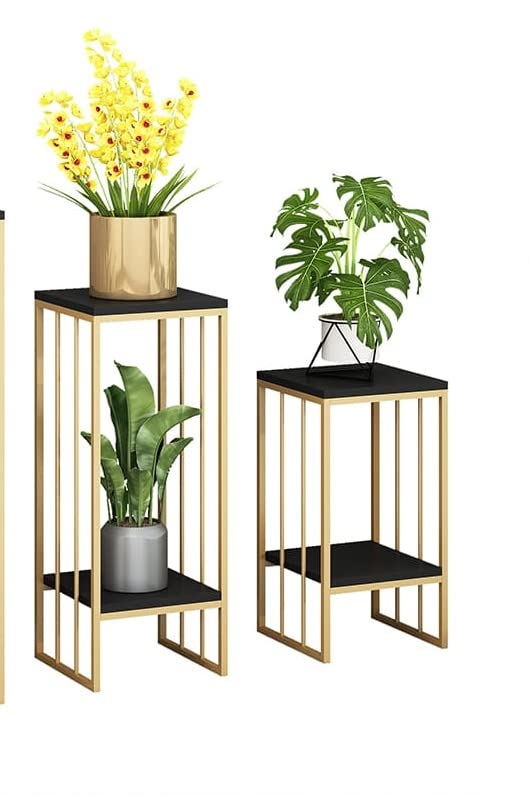 ANASIA HANDICRAFTS Metal Plant Stand set of 2 Indoor, Black MDF TOP Stand Holder for Indoor Plants, 26 Inch Two Tier Modern Corner Flower Pots Planter Stand for Living Room Balcony (Gold+black) (B0BDVTZDQK) Amazon Price History, Amazon Price Tracker