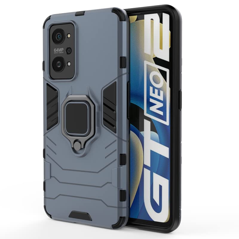 Glaslux Hybrid Armor Shockproof Soft TPU and Hard PC Back Cover Case with Ring Holder for Realme GT Neo 2 5G - Armor Grey (B0B2R9VMRW) Amazon Price History, Amazon Price Tracker