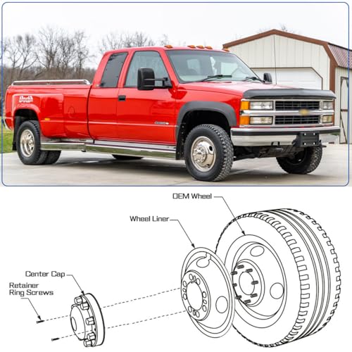 Image of 16 inch Polished Stainless Steel Dually Wheel Simulator,4pcs Screw On Wheel Cover,8 Lug 4 Hand Hole Hubcaps fit for 2001-2007 Chevry GMC 3500 Truck&2003-2021 G3500 /G30 Van