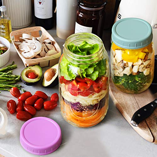 Regular Mouth Mason Jar Lids [8 Pack] For Ball, Kerr And More - Colored Plastic Storage Caps For Mason/Canning Jars - Leak-Proof #TOP4