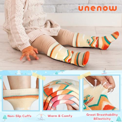 unenow Merino Wool Ski Socks Kids 2 Pairs, Winter Warm Snowboarding Thermal Socks for Boys Girls Toddlers4