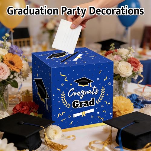 Image of Kelool Graduation Decorations 2026 Blue Graduation Card Box Graduation Party Decorations,Graduation Box,Congrats Grad Gifts for 2026 Graduation Party Supplies Favors