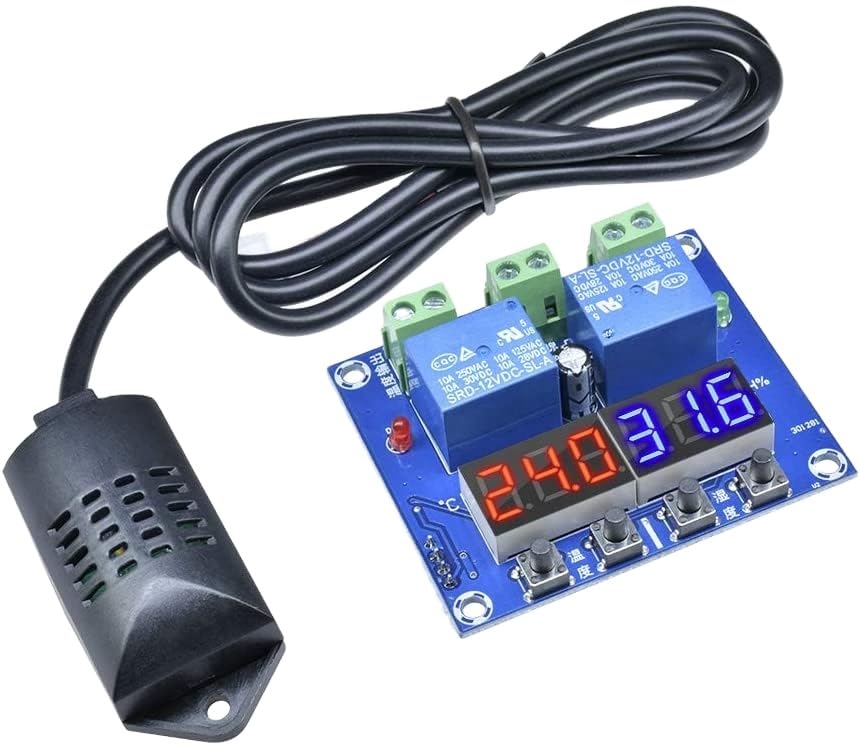 Image of TM&W XH-M452 Thermostat Temperature Humidity Thermometer Hygrometer Controller Module DC 12V LED Digital Display Dual Outputs for Egg Incubator
