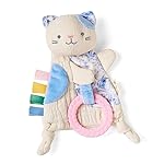 Itzy Ritzy - Bitzy Crinkle Sensory Toy for Babies & Toddlers - Features Crinkle Sound, Soft Braided Teething Toy Ring & Textured Ribbons - Gender Neutral Baby Item for Ages 0 Months & Up, Kitty