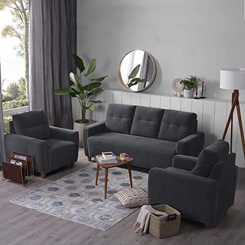 Image of Sleepyhead Yolo Designed by Duroflex - 5 Seater Sofa 3+1+1 Sofa Set |Premium Fabric, Plush 3-Layer Cushioning |Buttonless Tufted & Anti-Sag Comfort |Stylish & Durable |3 Years Warranty - Sesame Grey