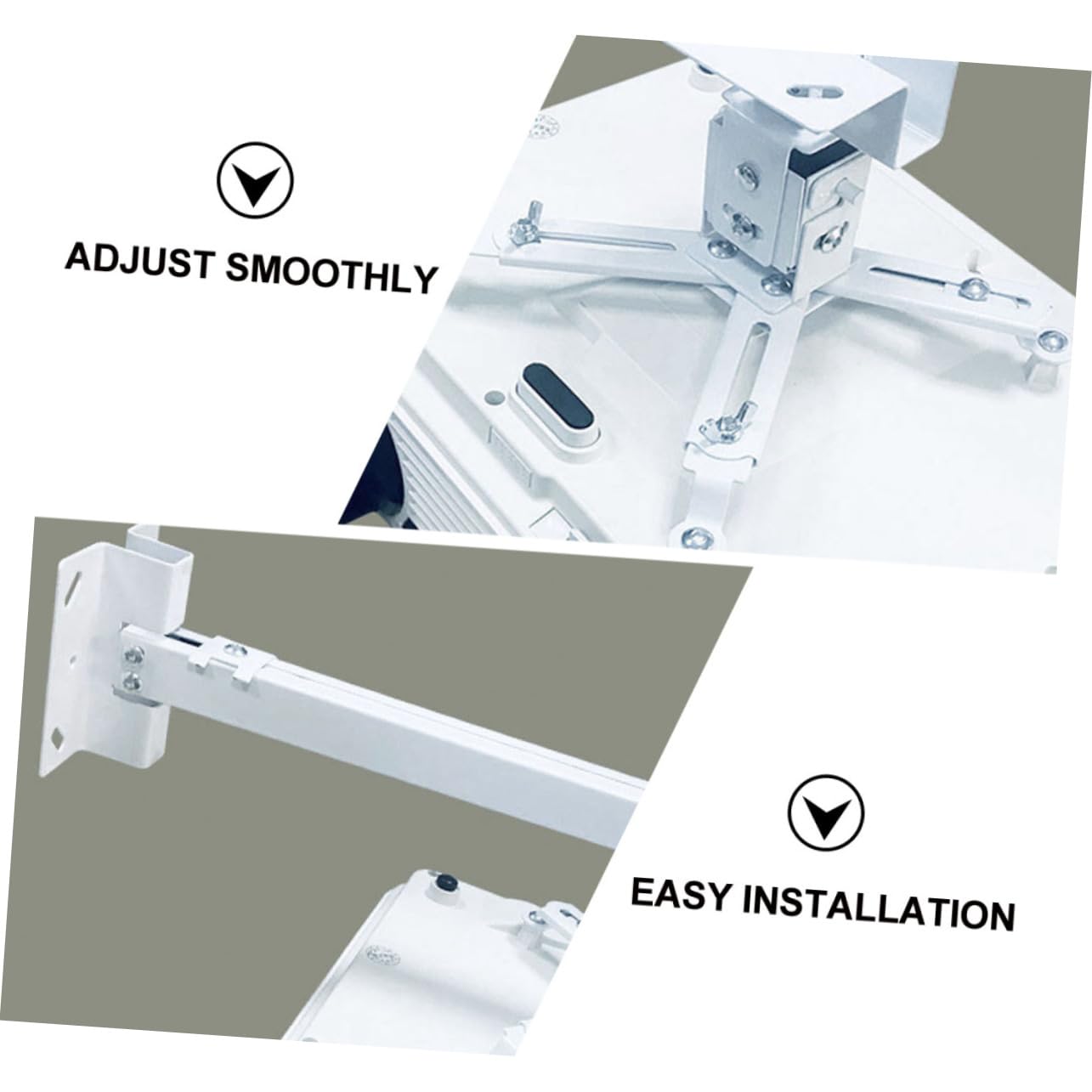 DOITOOL Support de Plafond pour Vidéoprojecteur, Support Réglable en Acier au Carbone Blanc, Longueur Télescopique 40-65cm, pour Usage Domestique