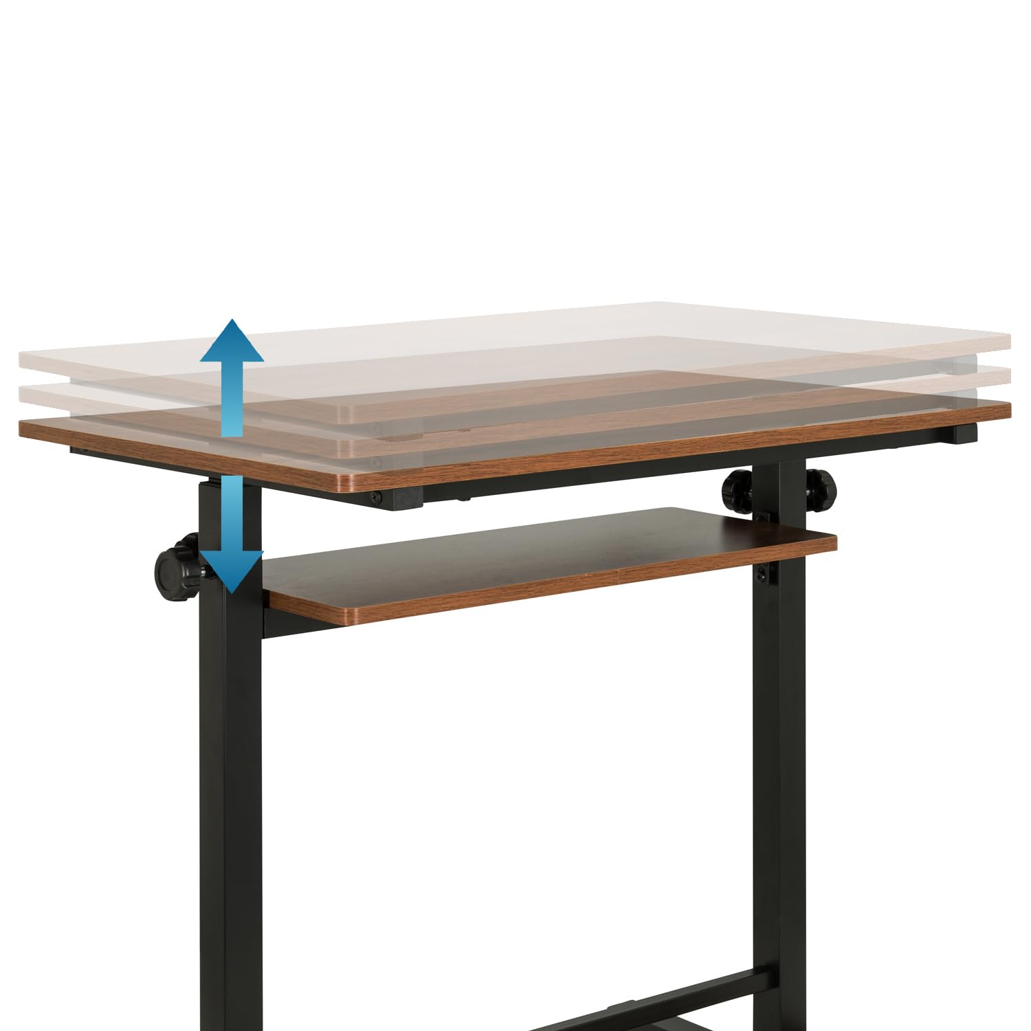 hjh OFFICE Stehpult höhenverstellbar Workstation II 80x50 cm Mobiler Computertisch mit Rollen, Laptoptisch, Schwarz/Walnuss 830070